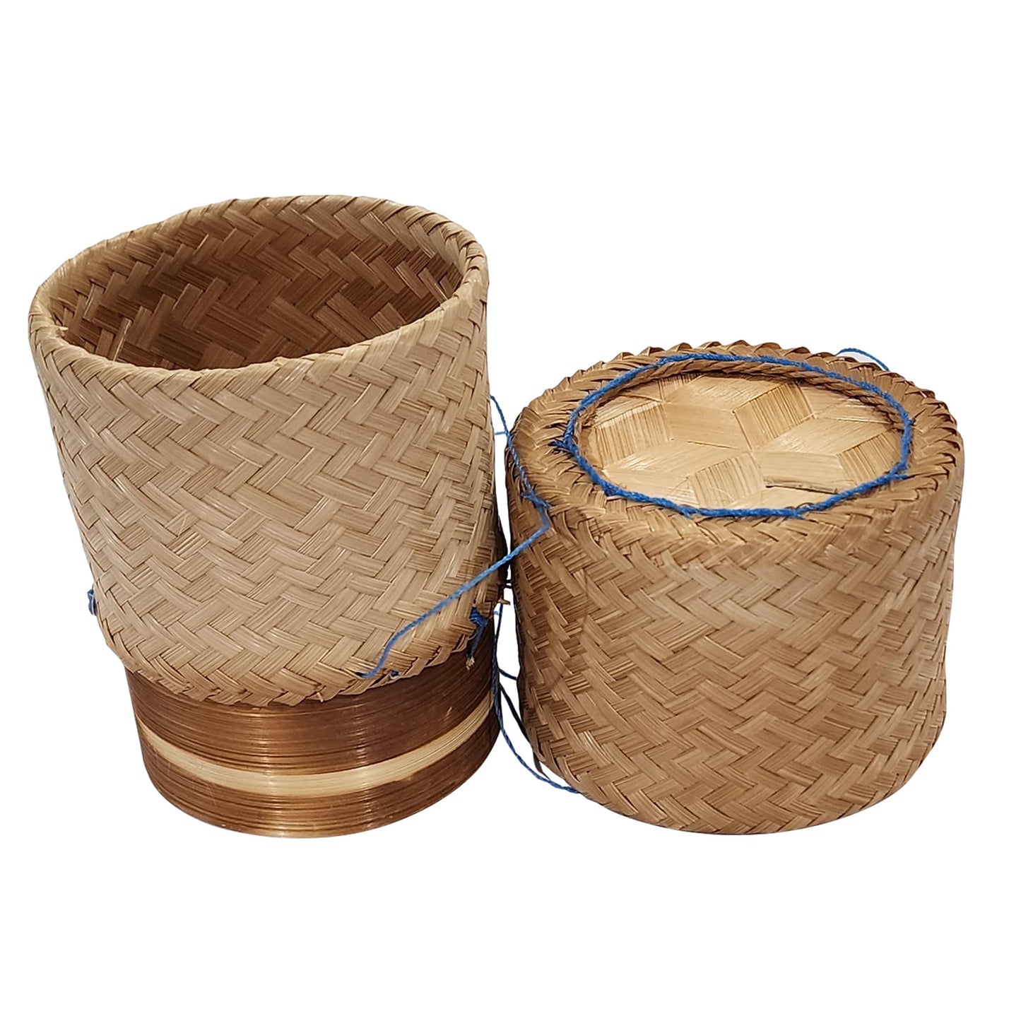 Heavens Tvcz Handwoven Bamboo Sticky Rice Box 3.4" | Thai Traditional Rice Basket with Lid | Eco Food Container – Perfect for Asian Food Serving & Home Deco