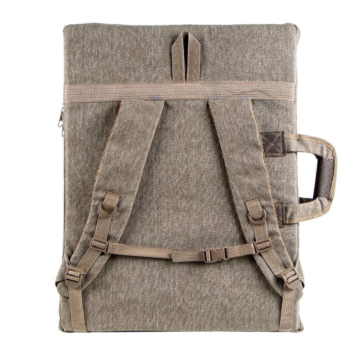 TRANSON Art Portfolio Case Artist Backpack Canvas Bag Large 26” x 19.5” Khaki