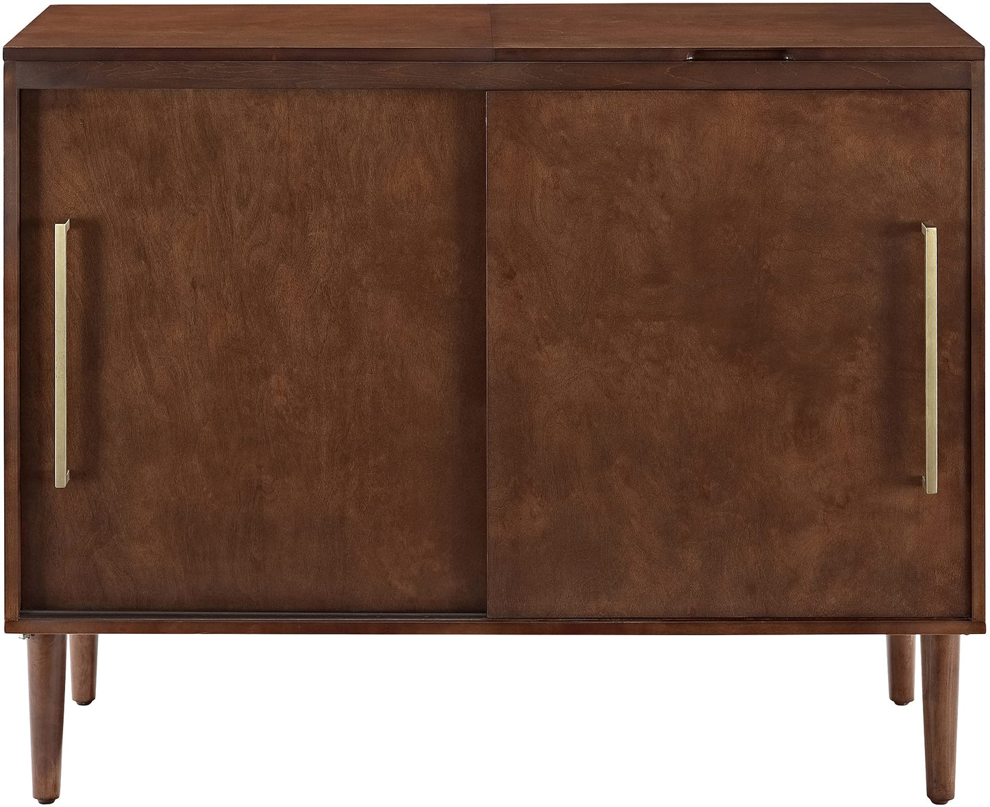Crosley Furniture Everett Media Console and Record Player Stand with Storage for Vinyl Records, Mahogany