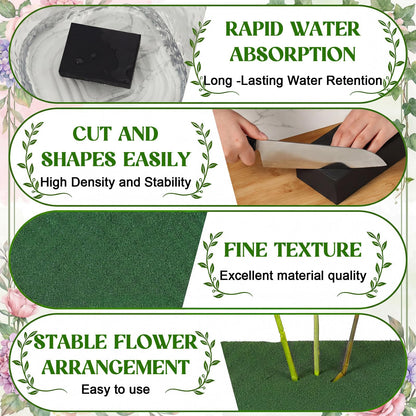 Maasechs 12 Pcs Floral Foam Blocks for Flower Arrangements, 5.5 x 3.1 x 1.7 Inch Wet and Dry Plant Foam for Florist Flowers, Wedding, Birthdays, Home DIY and Garden Decoration (Green, Black, White)