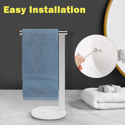 SUS304 Stainless Steel L-Shaped Hand Towel Holder, Thickened Bathroom Towel Rack for Countertop Vanity (Chrome)
