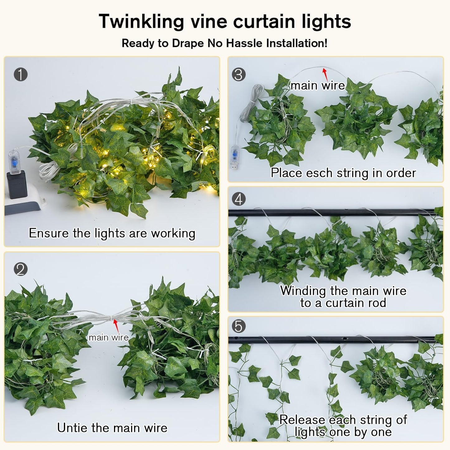 200 6.5ft 6.5ft JMEXSUSS Vines Lights for Bedroom, LED Vines Fairy Lights, Artificial Ivy Leaf Light for Wall Curtain