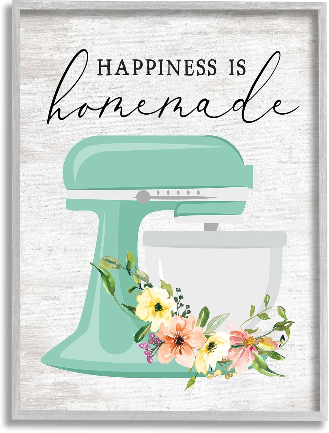 Stupell Industries Happiness is Homemade Phrase Floral Kitchen Stand Mixer Wall Art, 24 x 30, Multi-Color