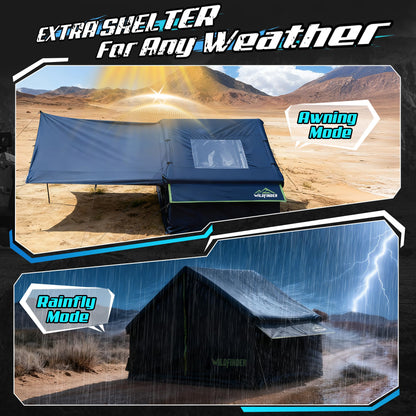 Inflatable Tent with Skylight & Awning, Inflatable Tents for Camping, Blow Up Tent with Stove Jack, Glamping Tent with Mesh Windows & Doors, Waterproof Oxford Tents for Camping 4-6 Person