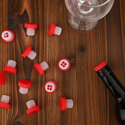48pcs Slow Wine Pourer Spout, Red Plastic Wine Pourers with Seal Lids for Corked Bottles Bars Restaurants & Home Use