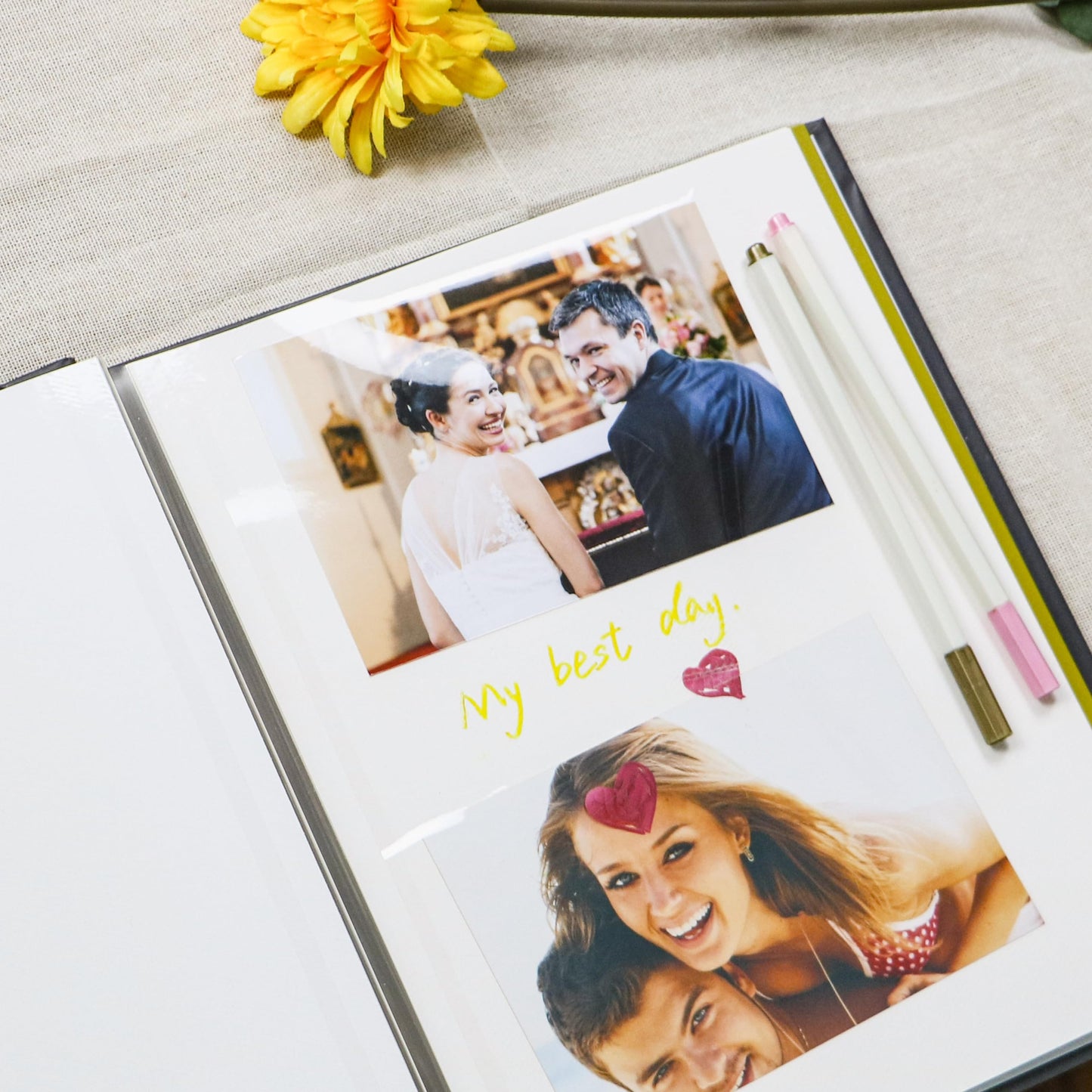 Holoary Self Adhesive Page Scrapbook Photo Album with Metallic Pen for 3x5 4x6 5x7 6x8 8x10 Hand Made DIY 40 pages Albums, Printed Kraft Paper Cover Memory Book (Wood Grain with Window)