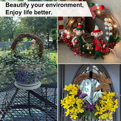 IHDYPPEW 8 PCS 10 Inch Natural Grapevine Wreaths, Round Rattan Wreath Grapevines Wreath Bulk, Grape Vine Wreaths for DIY Crafts, Festival, Christmas, Wedding, Restaurant & Home Decoration