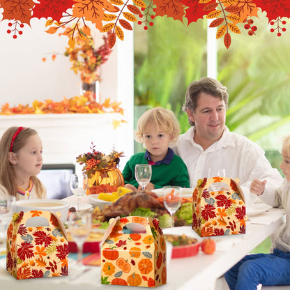 Capoda 24 Pcs Fall Treat Boxes Thanksgiving Fall Party Candy Boxes Pumpkin Maple Leaf Pattern for Treats for Thanksgiving Favor Autumn Harvest Halloween Birthday Party Decoration