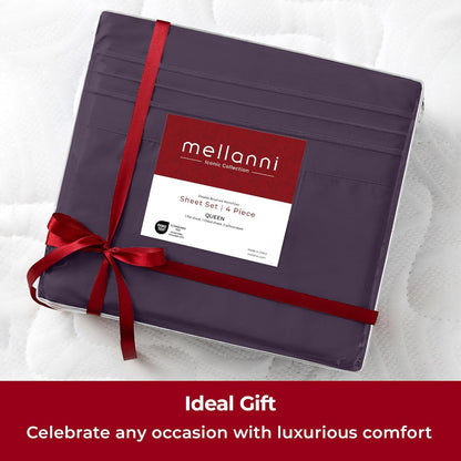 Mellanni Twin Sheets Set - 3 PC Luxury Bedding - Extra Soft, Cooling, Wrinkle & Stain Resistant | Purple