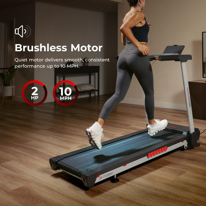 Sunny Health & Fitness Pace 500 Smart Wi-Fi Treadmill with 12-Level Auto Incline, 18" Running Belt, Quiet Brushless Motor, Digital Display, Bluetooth & SunnyFit App – SF-T724081