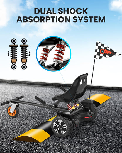 Gyroor K2 Balancing Scooter Go Kart Attachment for Kids & Adults, Adjustable Frame Length Balancing Scooter Seat Attachment for 6.5" 8" 10" Self Balancing Scooter