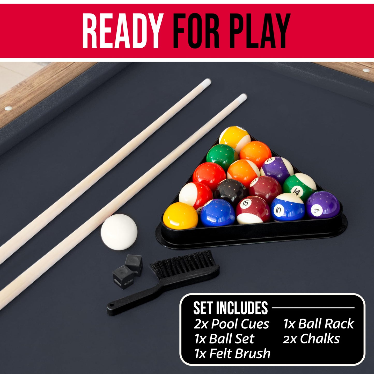 GoSports 7 ft Portable Pool Table - No Assembly Required Folding Billiard Table in Oak