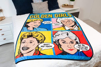 JUST FUNKY Golden Girls Pop-Art Gallery Throw Blanket | Features Famous Quotes | Large 60 x 45 Inches