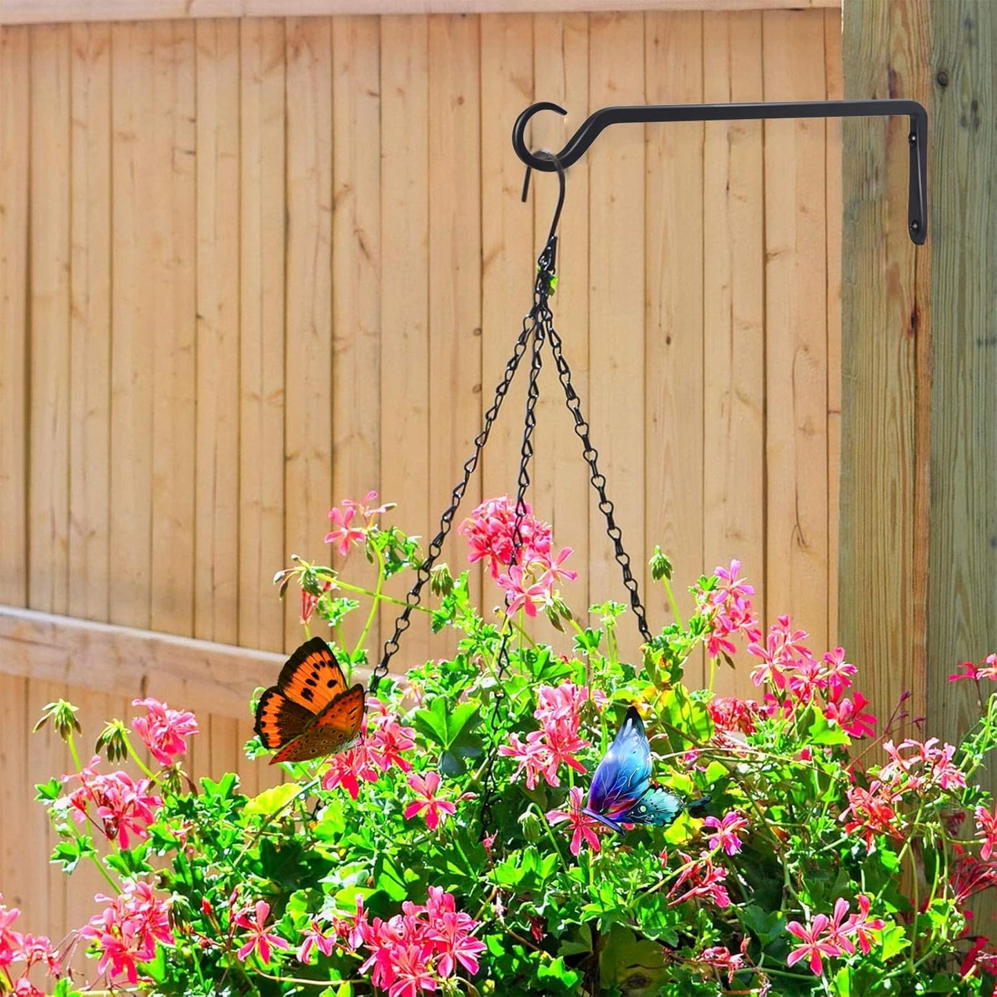 AILIN YELOKIE 12-Inch Plant Hangers - Sturdy Outdoor Hanging Planters & Bird Feeders | Upgraded Black 4-Pack