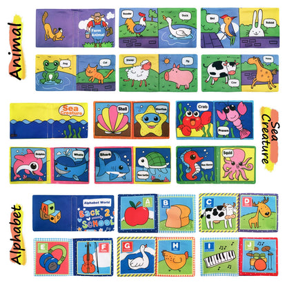 Soft Cloth Books for Baby, Toddler and Infant - Let's Learn Together, Educational Toy for Boy & Girl, Shower Gift for Baby, Pack of 6