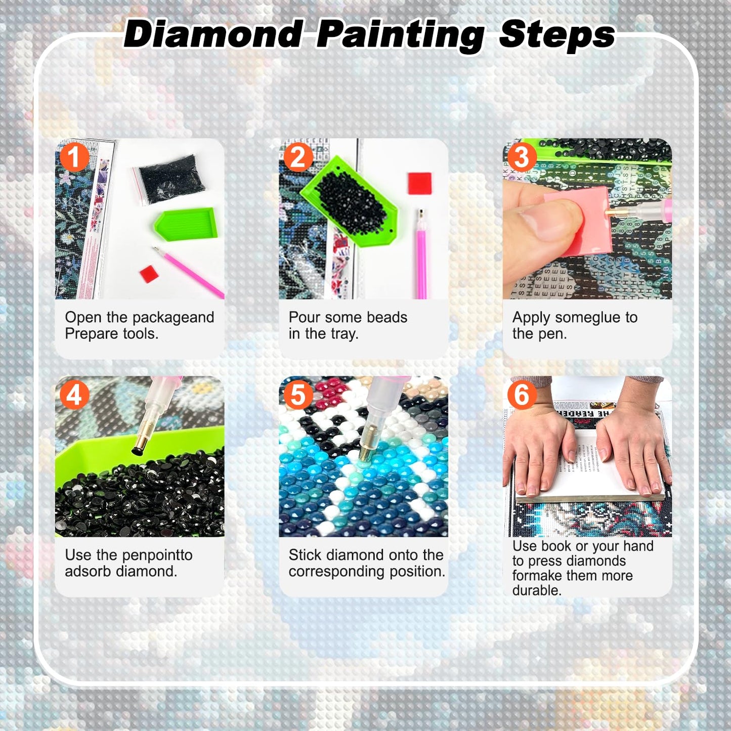 ARPADAMO 6 Pack Princess Diamond Art,5D Princess Diamond Art Kits for Adults,DIY Full Drill Diamond Painting Kit,Home Wall Decor Diamond Painting(12x16 Inch)