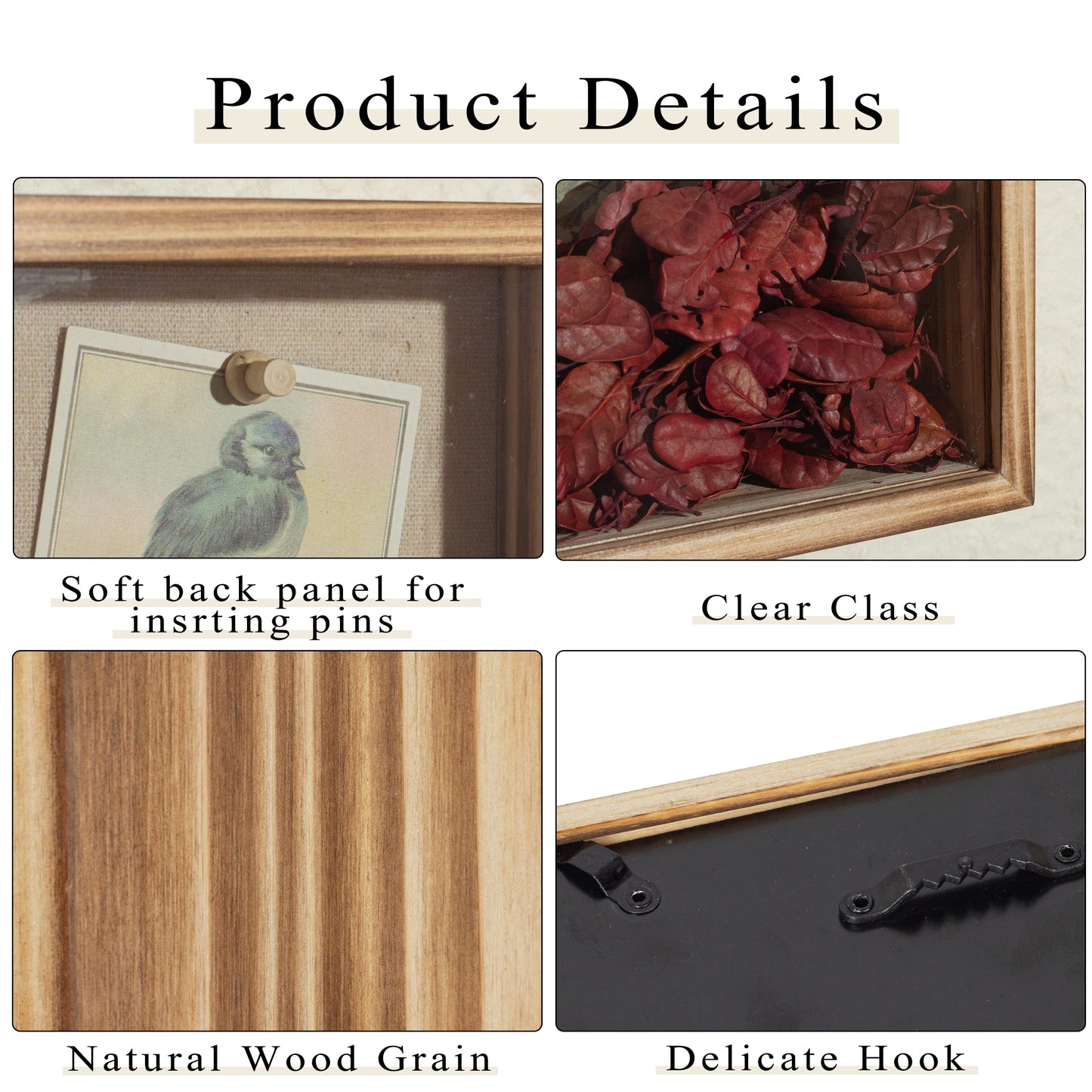 Increased Fire Shadow Box Frame 5x10 Shadow Box Display Case with Linen Back of Awards Memorabilia Flower, Pictures, Keepsakes、Bouquet、Medals and More Photos Memory Box Long Skinny
