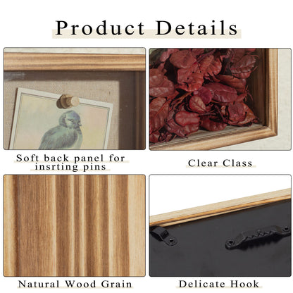 Increased Fire Shadow Box Frame 5x10 Shadow Box Display Case with Linen Back of Awards Memorabilia Flower, Pictures, Keepsakes、Bouquet、Medals and More Photos Memory Box Long Skinny
