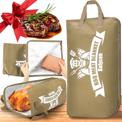 Upgraded Insulated BBQ Blanket for Resting Meat-BBQ Smoker Accessories Gifts for Men Dad Husband-Air Fryer/Kitchen/Camping/Baking/Party Essential-Bag for Brisket/Steak/Pork Shoulder/Turkey (21inch)