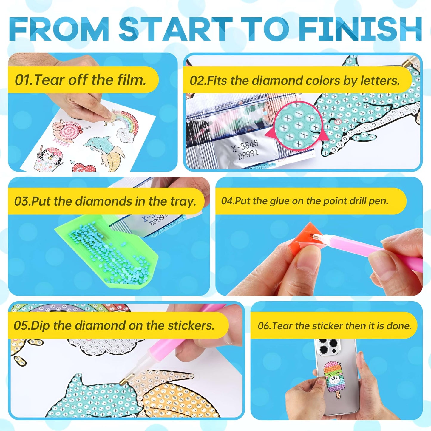 Cymbana 5D Painting Diamond Stickers Kits 25 Pcs Diamonds Dots Arts and Crafts for Kids Ages 6-8 8-12 Contains Unicorn, Mermaid, Cat