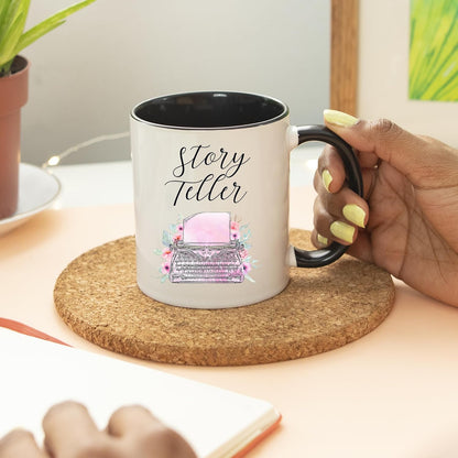 YouNique Designs Writer Coffee Mug, 11 Ounces, Storyteller Mug, Author Gifts for Women (Black Handle)