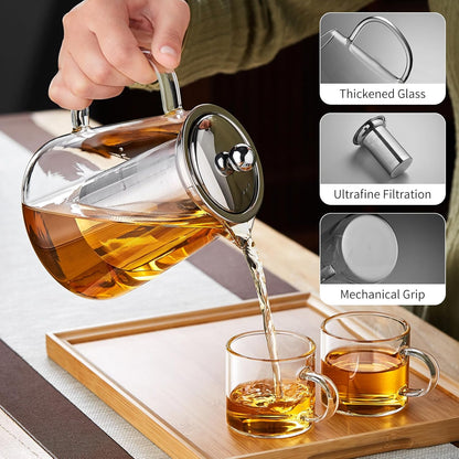 Glass Teapot 18.6 oz, Borosilicate Glass Tea Pot with Detachable Stainless Steel Infuser for Loose Leaf Tea