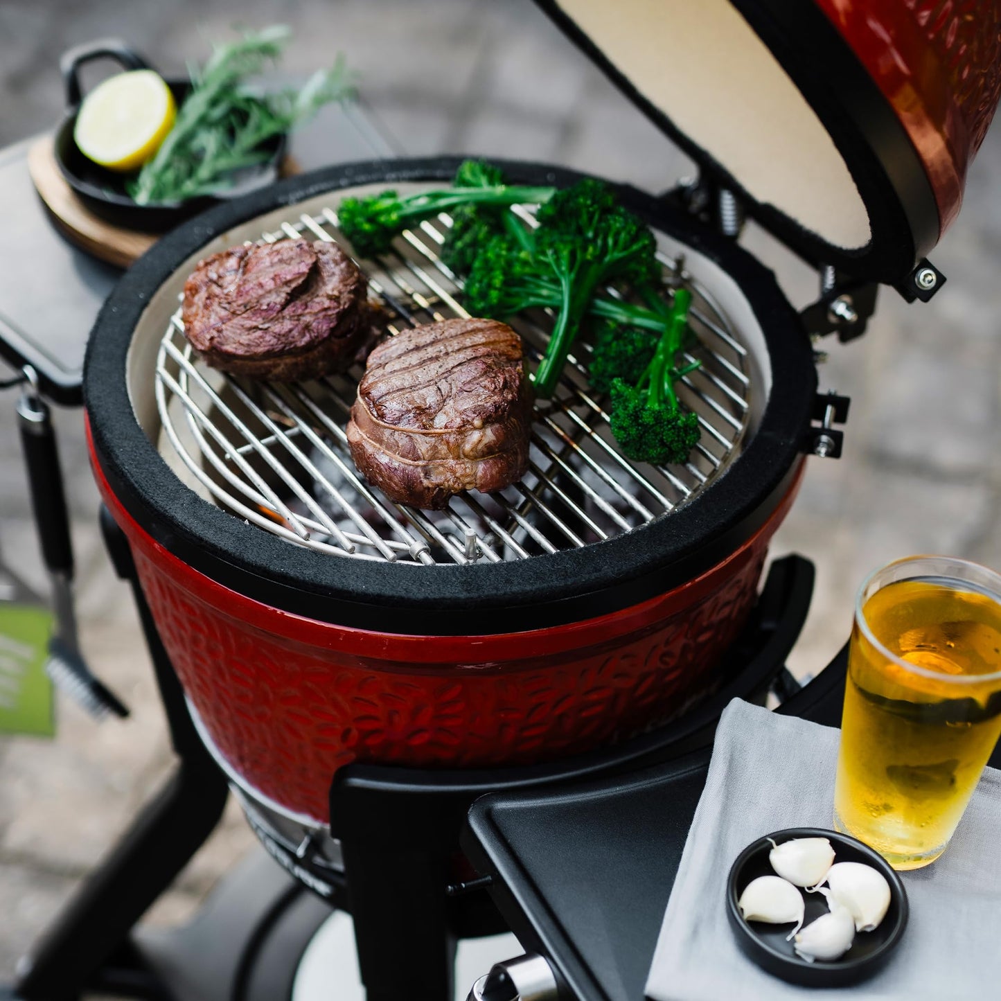 Cart with Shelves for Joe Jr Small Kamado Grill, Black Grill Stand, Model KJ15112524