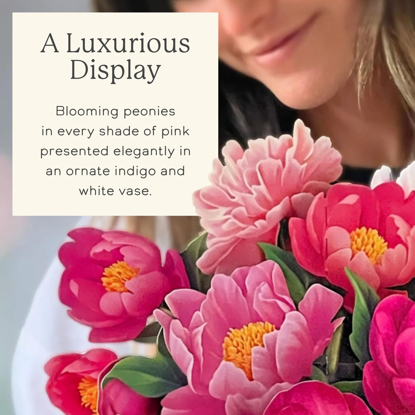 Freshcut Paper Peony Paradise 13 Inch Life-Sized 3D Pop Up Card – Birthday, Mothers Day, Thank You, Gifts for Mom and Her – Includes Notecard and Envelope