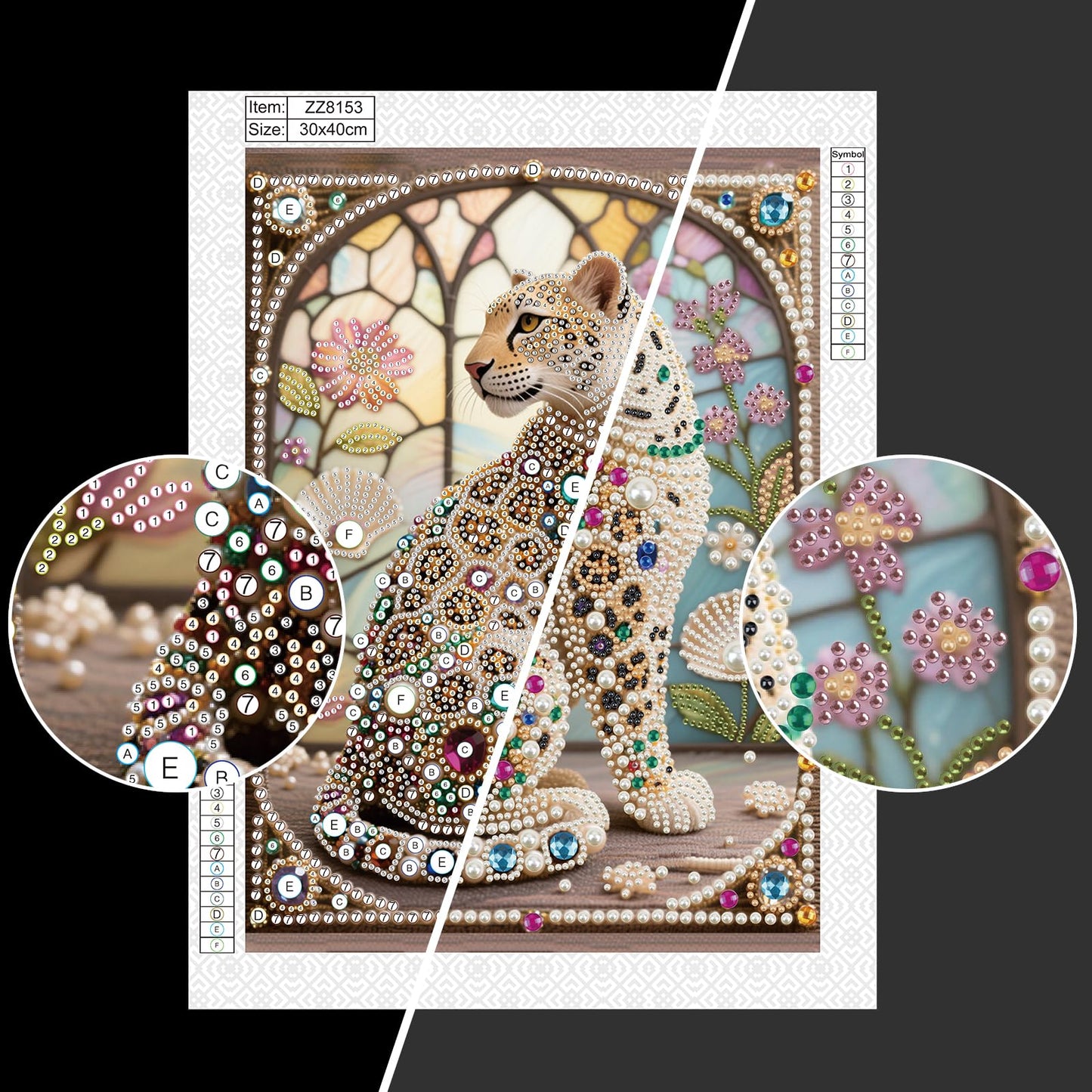WSLWXSHM Pearl Diamond Painting Kits for Adults Leopard, 5D Special Shape Diamond Art Kits for Beginners, Crystal Rhinestones Diamond Painting for Home Wall Decoration Gift 12×16inch/30×40cm Animal