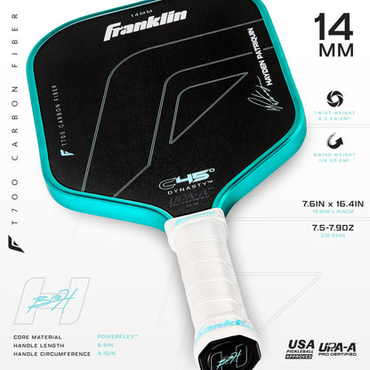 Franklin Sports Pro Pickleball Paddles - Hayden Patriquin C45 Carbon Fiber Series - Official USAP + UPA Approved Pickleball Paddle - Elongated Pro Player Design - 14mm Polymer Core - Laguna