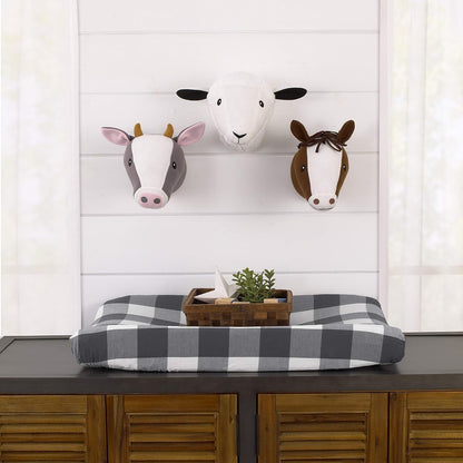 NoJo Plush Fleece Grey & White Cow Head Wall Decor - Charcoal, White, Peach