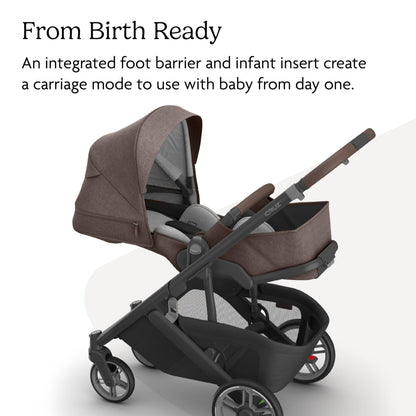 UPPAbaby Cruz V3 Stroller - from Birth + Car Seat Compatible - Full-Size, Reversible Seat - Infant Insert, Bug and Rain Shields Included - Owen (Mocha Mélange/Carbon Frame/Chestnut Leather)