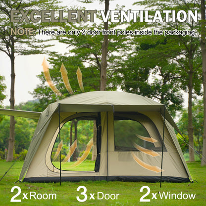 Vidalido 4-6 Person Camping Tent with 3 Door 2 Room Large Family Cabin Tents, Double Layer Waterproof Portable Glamping Tent, Big Tents for Outdoor Camping Hiking and Backpacking