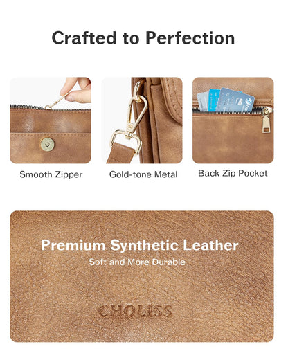 CHOLISS Small Crossbody Bags for Women, Vegan Leather Cell Phone Purse, Mini Travel Purse with Adjustable Strap