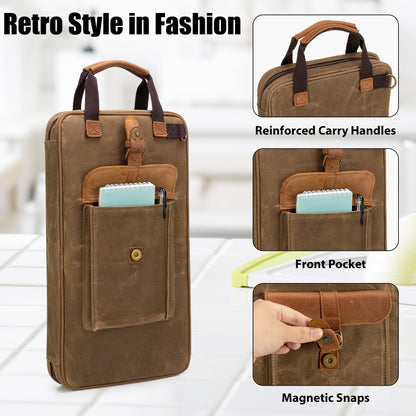 Damero Chef Knife Bag, Waxed Canvas Chef Storage Bag with 11 Slots and 2 Mesh Pockets, Knife Carrier Travel Knife Bag with Top Handles and Detachable Shoulder Strap for Kitchen Tools & Chef Utensils