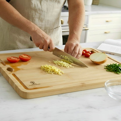 Forestroot Bamboo Cutting Board Set – 3-Piece Natural Bamboo Boards with Deep Juice Grooves & Hanging Holes, Eco-Friendly Wooden Cutting Boards for Kitchen, Perfect for Chopping Meat, Bread & Fruits