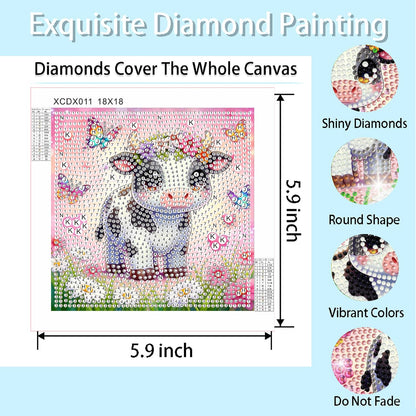 Bzconxin 6Pack Diamond Painting Kits,Cute Fantasy Cartoon Animal Diamond Painting Kits for Kids Ages 6-12,DIY Diamond Crystal Rhinestones Painting Kits for Home Wall Decor Gift 6 X 6inch