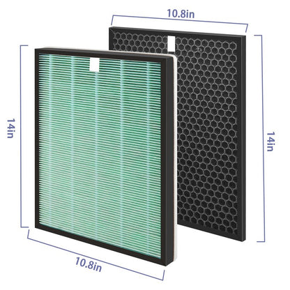 Popurure SPA-550A Filter Replacement Compatible With Rabbit Air BioGS 2.0 Air Purifiers, Model SPA-550A and SPA-625A, 2 True HEPA(H13) Filters + 2 Activated carbon Filters