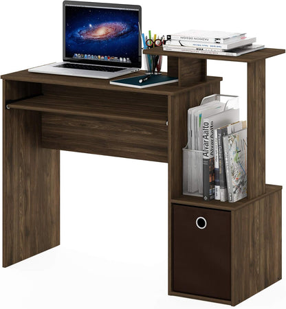 Furinno Econ Multipurpose Home Office Computer Writing Desk - Columbia Walnut/Dark Brown, 15.8"D x 39.4"W x 34.09"H