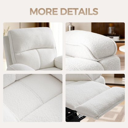 YuuYee Teddy Fleece 360° Swivel Rocker Recliner Nursery Rocking Chairs with Phone Holder Manual Gilder Recliner Chair with Wide Foot Rest for Living Room and Baby Room