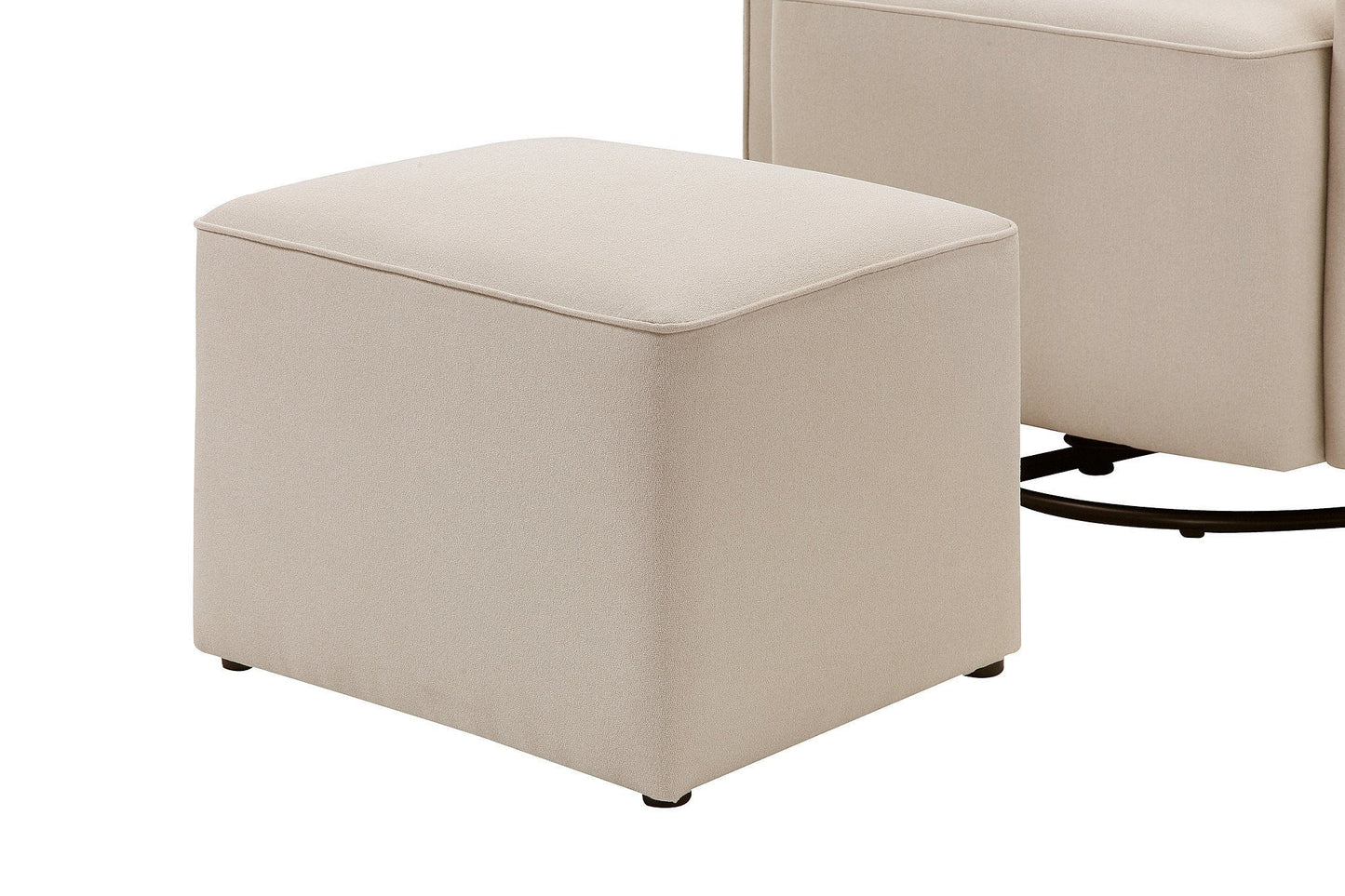 daVinci Olive 360° Swivel Glider Chair w/ Storage Ottoman - Water & Stain Resistant Rocking Glider - GREENGUARD Gold & FSC Certified, Versatile Rocking Chair for Nursery & Living Room, Polyester Cream