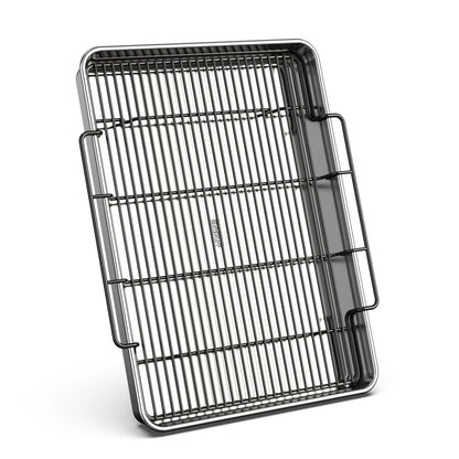 Baker's Secret Non-Toxic Large Roasting Pan 18" with Rack, Roaster 100% Recycled Aluminum, Turkey Roasting Pan, Vegetables, Poultry - The Natural Aluminum Collection PFOA, PFOS, and PTFE free
