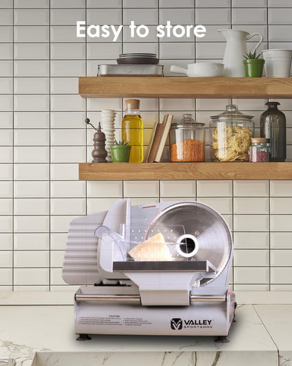 Electric Meat Slicer Machine for Home - Deli Food Slicer with 7.5" Stainless Steel Blade, 1-15mm Adjustable Thickness Meat Slicers for Home Use, Easy to Clean, Cuts Meat, Bread and Cheese(Silver)