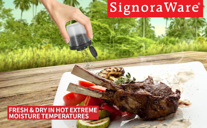 SIGNORAWARE Salt and Pepper Shakers Moisture Proof Set of 2, Medium Salt Shaker for Camping, Picnic, Kitchen
