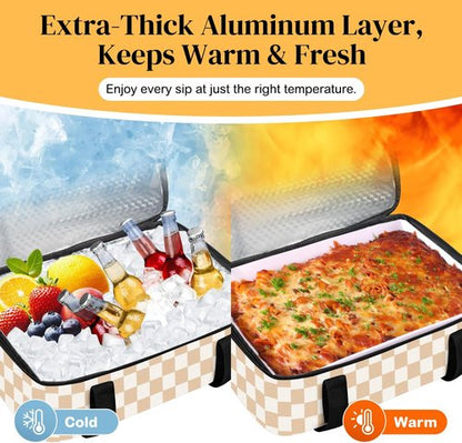 Coobiiya Insulated Casserole Carrier - Thermal Lunch Bag Keeps Food Hot or Cold | Fits 9" x 13" Baking Dish