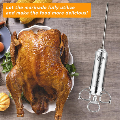 RIDGEPOLE Meat Injector, Marinade Injector with 3 Marinade Needles,Turkey Injector Syringe,2oz Large Capacity,Mother's Day Gifts for Mom Dad Husband Him,304 Stainless Steel for Meats,Beef,Turkey