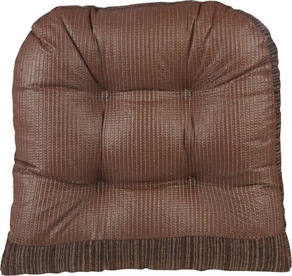 Klear Vu Gripper Overstuffed Universal Non-Slip Dining Chair Cushions, 2 Count for Kitchen Decor, Chenille Chocolate