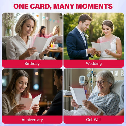 Top Life Recordable Greeting Card - Unmatched 60-Second Custom Voice Message - Embossed Heart Cover and Sticker Sheets - DIY Talking Card with Red Envelope for Birthday, Wedding, Anniversary