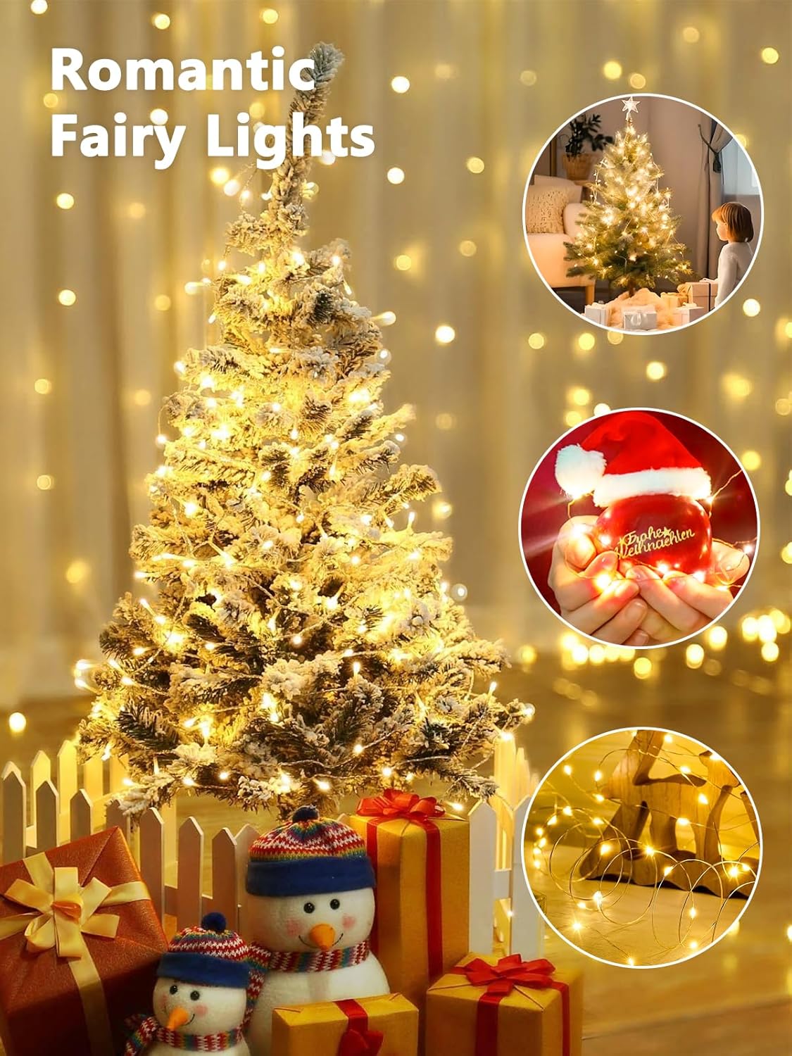 26FT 80 1 Pack 8 LED Fairy Lights Battery Operated with Remote Control & Timer, String Lights Outdoor Indoor, Modes