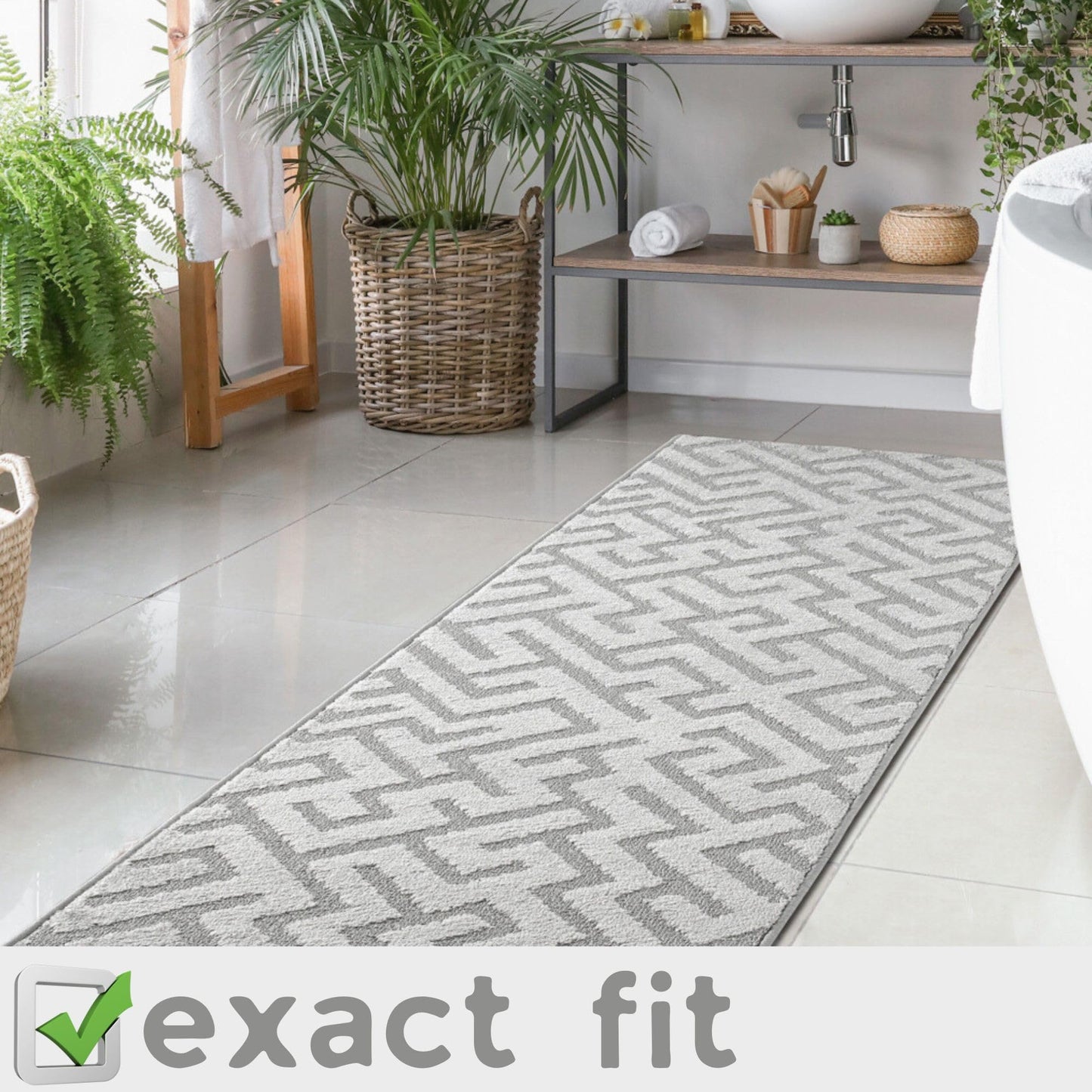 Custom Size Grey Runner Rug Non Slip – Cut to 2x10 Size, Washable & Full Rubber Backed, Narrow Hallway Carpet for Slippery Hardwood, Tile, Laminate, and Vinyl Floors